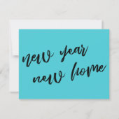 カジュアルターコイズ新年の新しいホーム発表 ノートカード (正面)