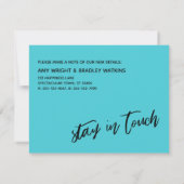 カジュアルターコイズ新年の新しいホーム発表 ノートカード (裏面)