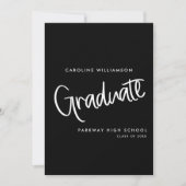 カジュアルトレンディースクリプトブラック卒業発表 招待状 (正面)