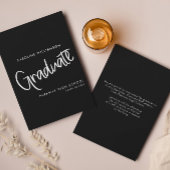 カジュアルトレンディースクリプトブラック卒業発表 招待状