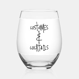 カジュアルドレスとカクテル ハロウィンパーティー ブラック＆ホワイト ステムなしワイングラス