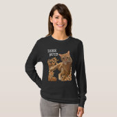 カジュアルナッツジョークとキャラメル付き猫 Tシャツ (正面フル)