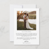 カジュアルハートの写結婚真でスクリプト サンキューカード (裏面)