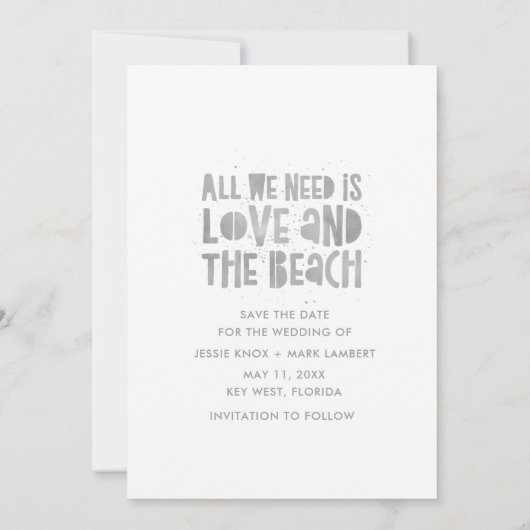 カジュアルビーチの目的地の結婚式の日付を保存 セーブザデート (裏面)