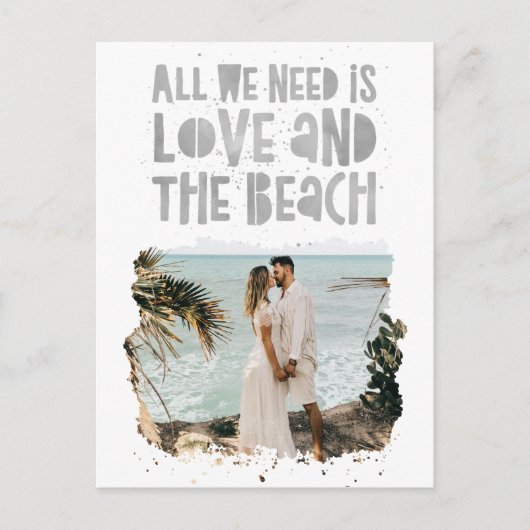 カジュアルビーチの目的地の結婚式の日付を保存 案内ポストカード (正面)