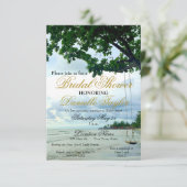 カジュアルビーチスイング金ゴールドスクリプトブライダルシャワーInvite 招待状 (スタンド正面)