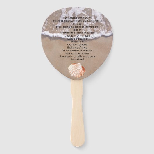 カジュアルビーチテーマ結婚式 プログラムファン ハンドファン (正面)