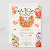 カジュアルピザおむつスライス赤ちゃんシャワー 招待状 (正面)