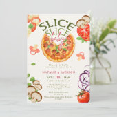 カジュアルピザおむつスライス赤ちゃんシャワー 招待状 (スタンド正面)