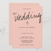 カジュアルピッモダンクブラックタイポグラフィ結婚ズ 招待状 (正面/裏面)