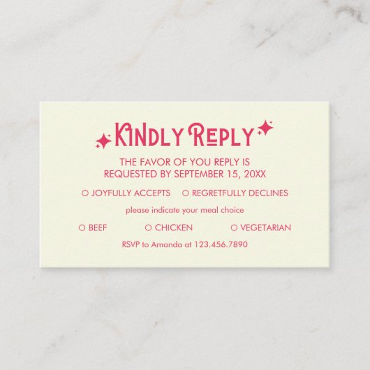 カジュアルファンシーモダンNo Just Love Wedding RSVP エンクロージャーカード (正面)