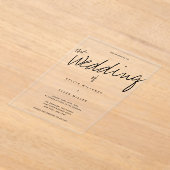 カジュアルモダン結婚タイポグラフィ アクリル招待状 (レイダウン)