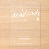 カジュアルモダン結婚タイポグラフィ アクリル招待状 (正面)