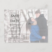 カジュアルモダンScript Photo Wedding日付の保存 案内ポストカード (裏面)