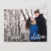 カジュアルモダンScript Photo Wedding日付の保存 案内ポストカード (正面)