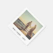 カジュアルレトロインスタント結婚写真 スタンダードカクテルナプキン (角)