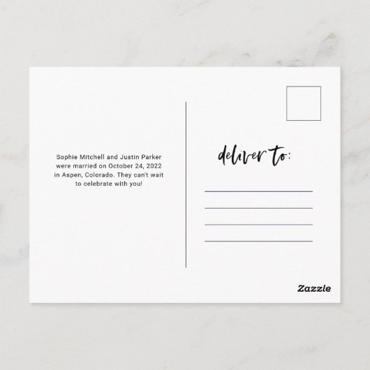 カジュアル写真数々のの結婚発表 ポストカード (裏面)