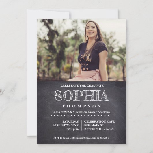 カジュアル大学院祝Chalkboard 招待状 (正面)