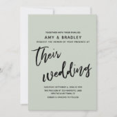 カジュアル手書きシンプルタイポグラフィ結婚のセージ 招待状 (正面)