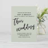 カジュアル手書きシンプルタイポグラフィ結婚のセージ 招待状 (スタンド正面)