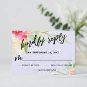 カジュアル手書き水彩花ラベンダー 出欠カード (スタンド正面)