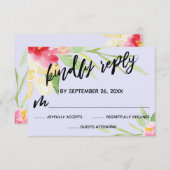 カジュアル手書き水彩花ラベンダー 出欠カード (正面/裏面)