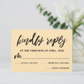 カジュアル手書き淡い色のピーチ結婚式RSVPカード 出欠カード (スタンド正面)