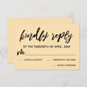 カジュアル手書き淡い色のピーチ結婚式RSVPカード 出欠カード (正面/裏面)