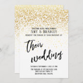 カジュアル手書き紙吹雪結婚タイポグラフィ 招待状 (正面/裏面)