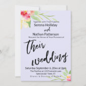 カジュアル手書き絵を描フローララベ結婚ンダー 招待状 (正面)