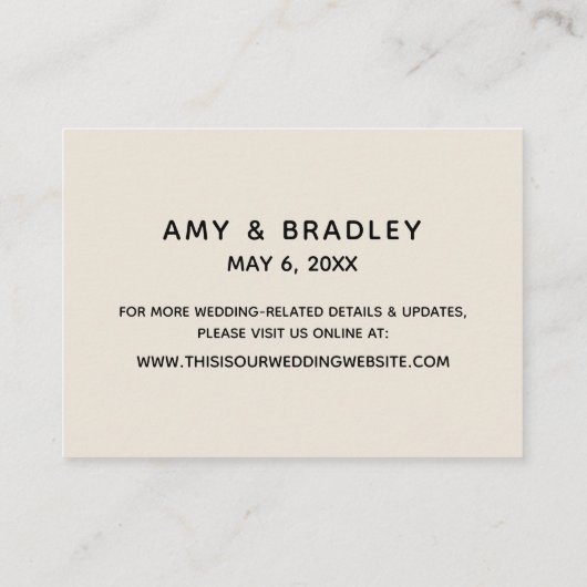 カジュアル手書き、クリーム結婚の宿泊 エンクロージャーカード (裏面)