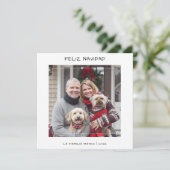 カジュアル手書きFeliz Navidadクリスマスホワイト シーズンカード (スタンド正面)