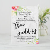 カジュアル手絵を描跡Flowers Marble結婚's 招待状 (スタンド正面)