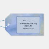 カジュアル抽象芸術ブルーイエローパターンへようこそ ギフトタグ (裏面横)