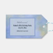 カジュアル抽象芸術ブルーイエローパターンへようこそ ギフトタグ (正面(横))