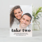 カジュアル文字 | 2枚のフォトブラックが再スケジュール セーブザデート (スタンド正面)