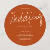 カジュアル燃えたオレンジ色のタイポグラフィ結婚ズ 招待状 (正面)