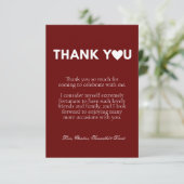 カジュアル白のスクリプ感謝していトメッセージのノート カード (スタンド正面)