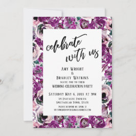 カジュアル祝U.S.ピンクの水色の花 招待状