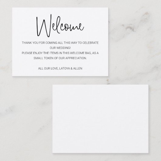 カジュアル素朴結婚歓迎抱き枕 プレイスカード (正面/裏面)