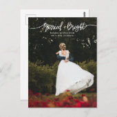 カジュアル結婚したBright Script Holiday Photo ポストカード (正面/裏面)