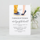 カジュアル結婚水色対イラストレーション 招待状 (スタンド正面)