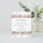 カジュアル花模様&蝶ブライダルシャワー インビテーションポストカード (スタンド正面)