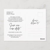 カジュアル計画の変結婚更,延期 ポストカード (裏面)