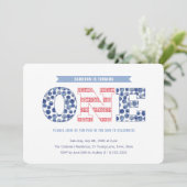 カジュアル赤白青クックアウト1回目の誕生日パーティー 招待状 (スタンド正面)