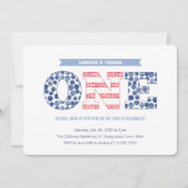 カジュアル赤白青クックアウト1回目の誕生日パーティー 招待状 (正面)