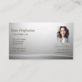 カジュアル銀曲線デコールモノグラムと写真 名刺 (裏面)