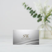 カジュアル銀曲線デコールモノグラムと写真 名刺 (スタンド正面)