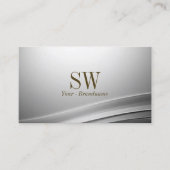 カジュアル銀曲線デコールモノグラムと写真 名刺 (正面)