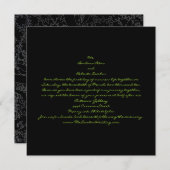 カジュアル黒コンテンポラリーと緑の葉 招待状 (正面/裏面)